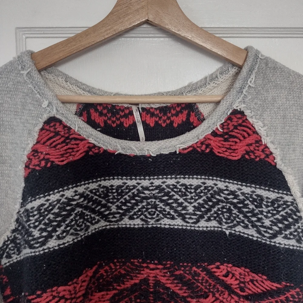 Free People Snow Angel Pullover Boho Aztec Sweater - Picture 11 of 16